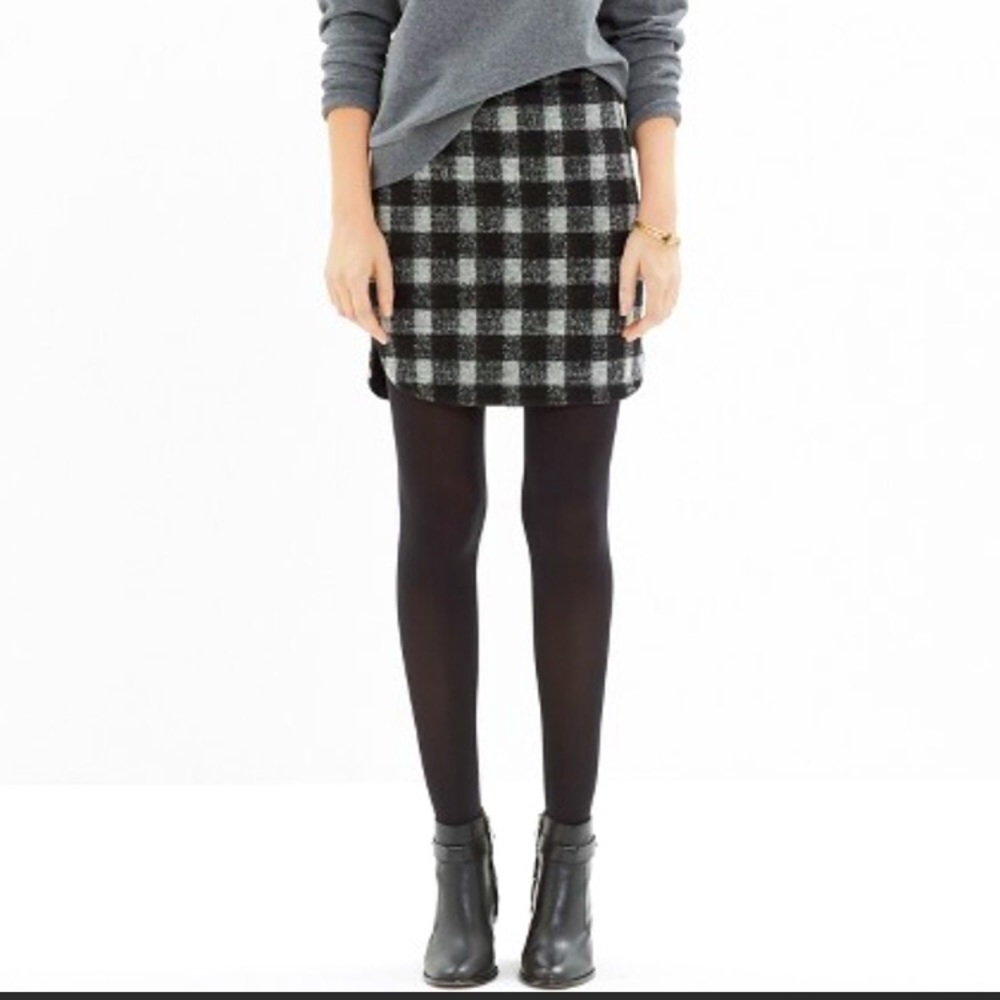Madewell buffalo check plaid wool mini skirt